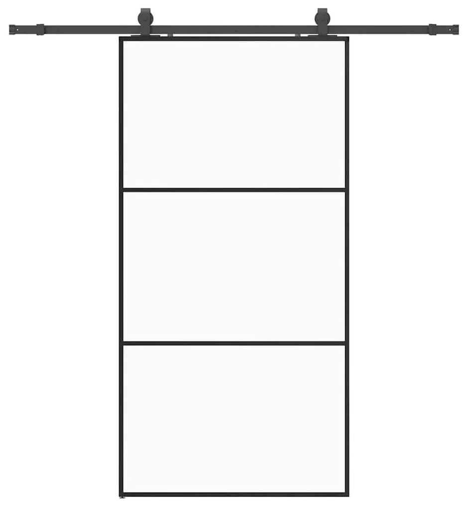 fekete ESG üveg tolóajtó fémszerelvény-szettel 102x205 cm