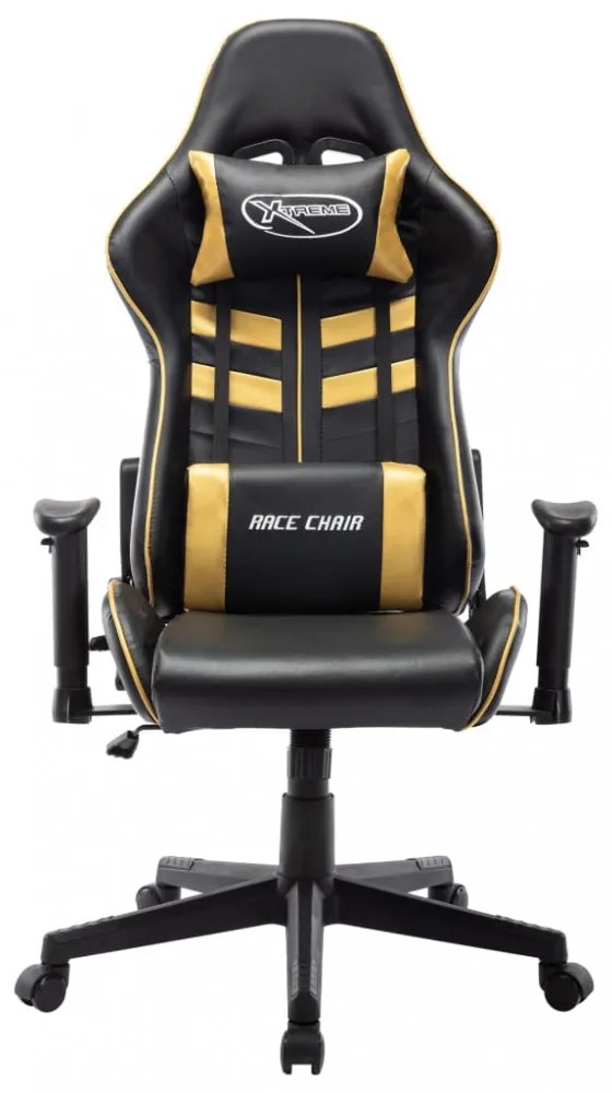 fekete és arany színű műbőr gamer szék