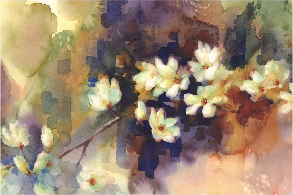 Kép - fehér magnólia, festmény (90x60 cm)