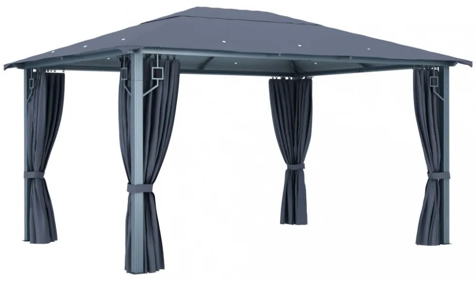 antracitszürke alumíniumpavilon függönnyel 400 x 300 cm