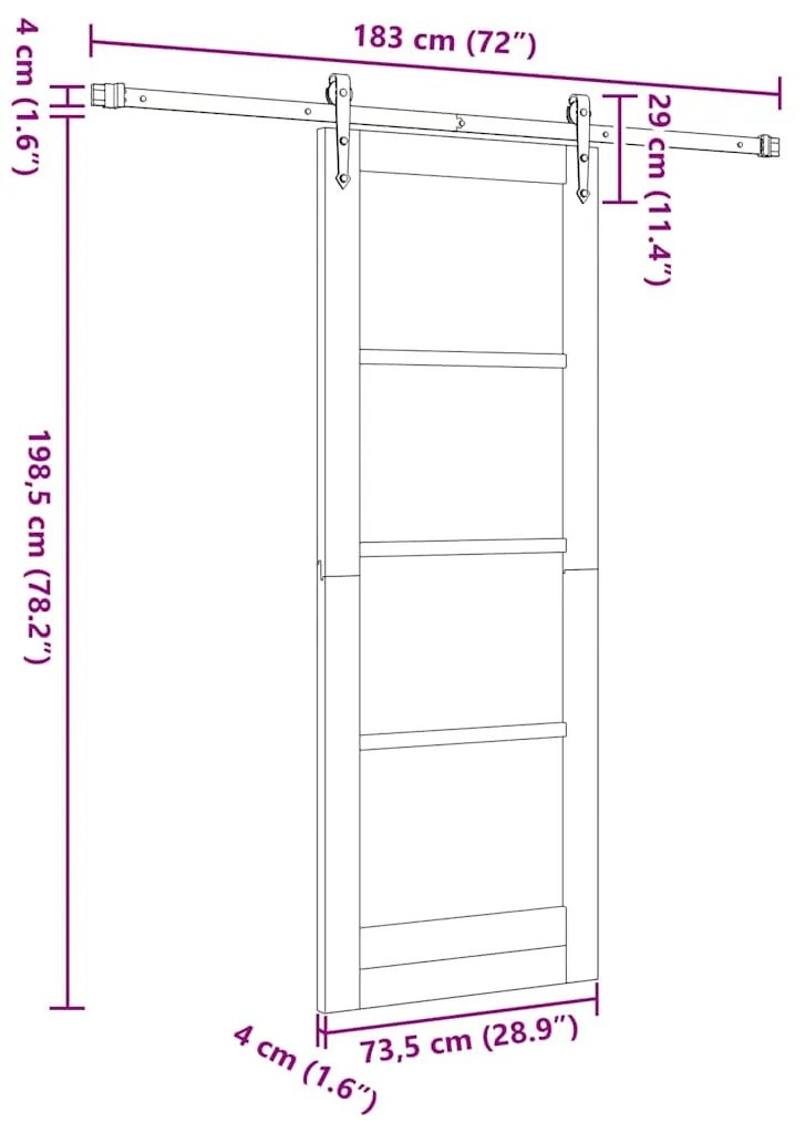 Csúszó ajtó Egyéb ORKDAL Természetes és fekete 73.5 x 198.5 cm