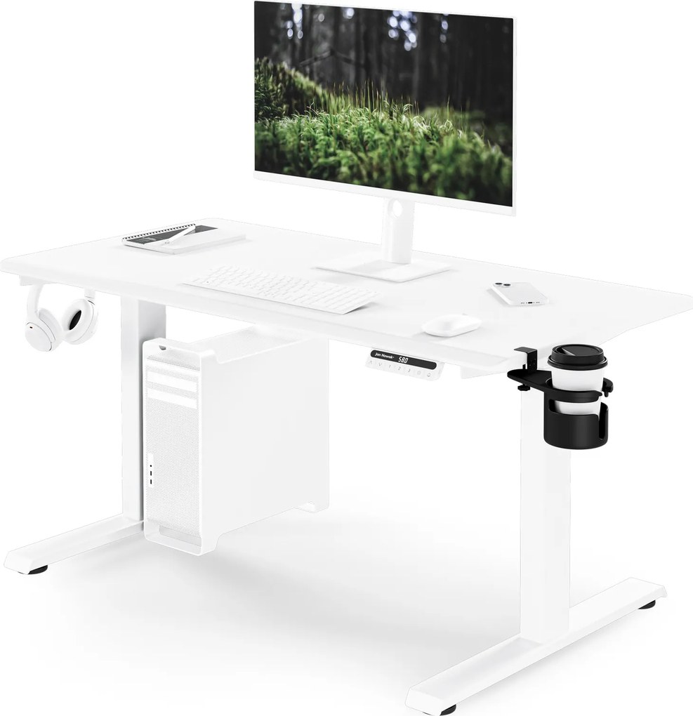 Elektromos, állítható magasságú, ergonomikus, fehér íróasztal,1200x600 mm: ARIA