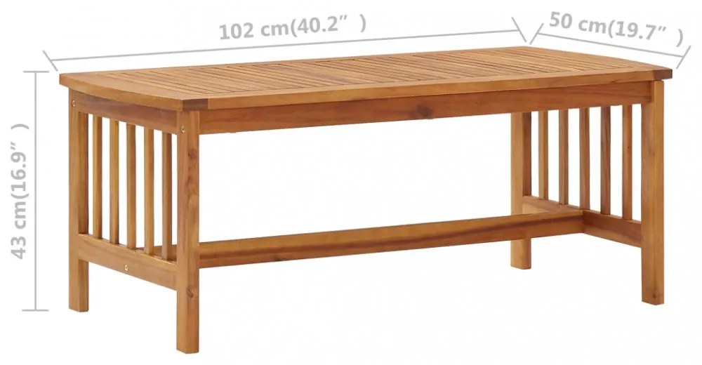 tömör akácfa dohányzóasztal 102 x 50 x 43 cm