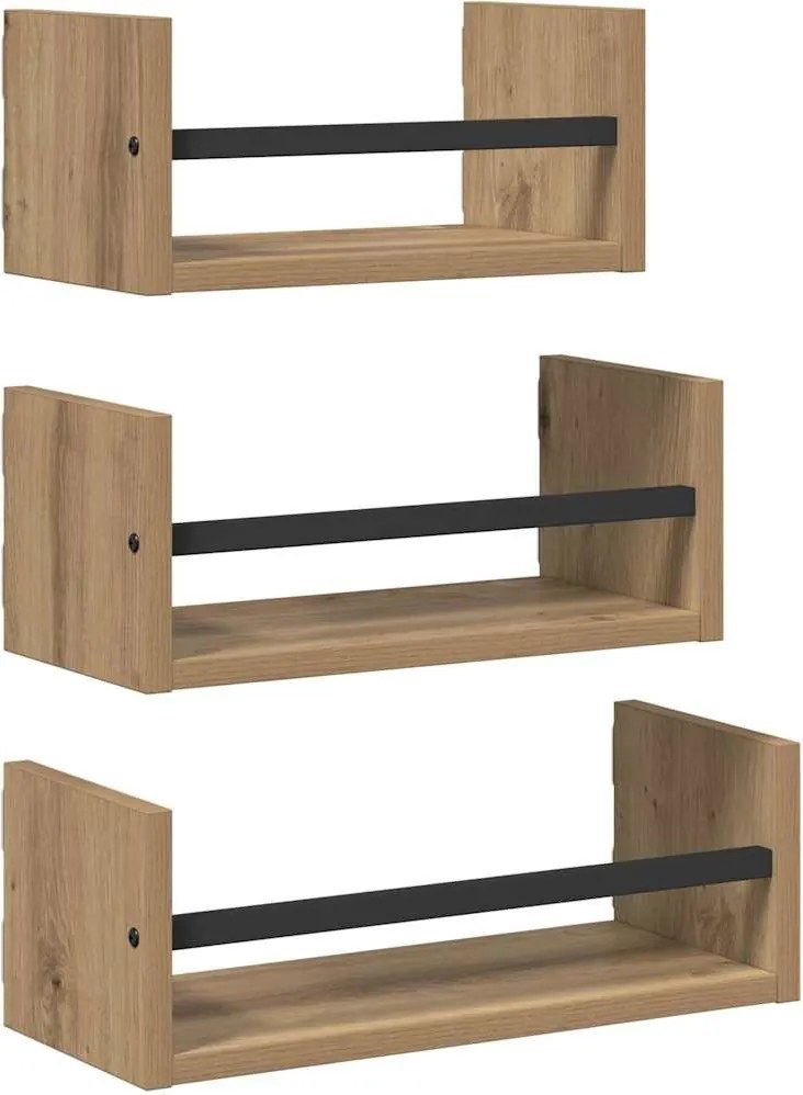 vidaXL Fali polc készlet 3 pcs Artisan tölgy 40x16x14cm Faanyag