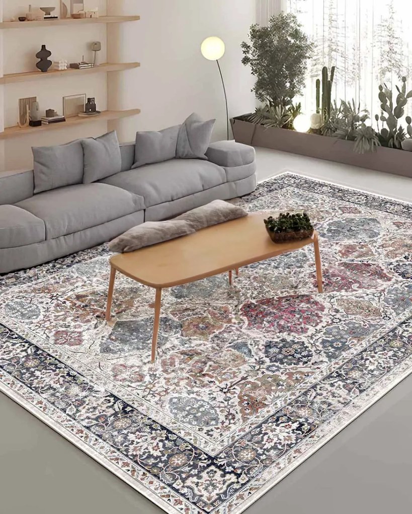 Carpetum bézs alapon, piros mintás szőnyeg 100x150