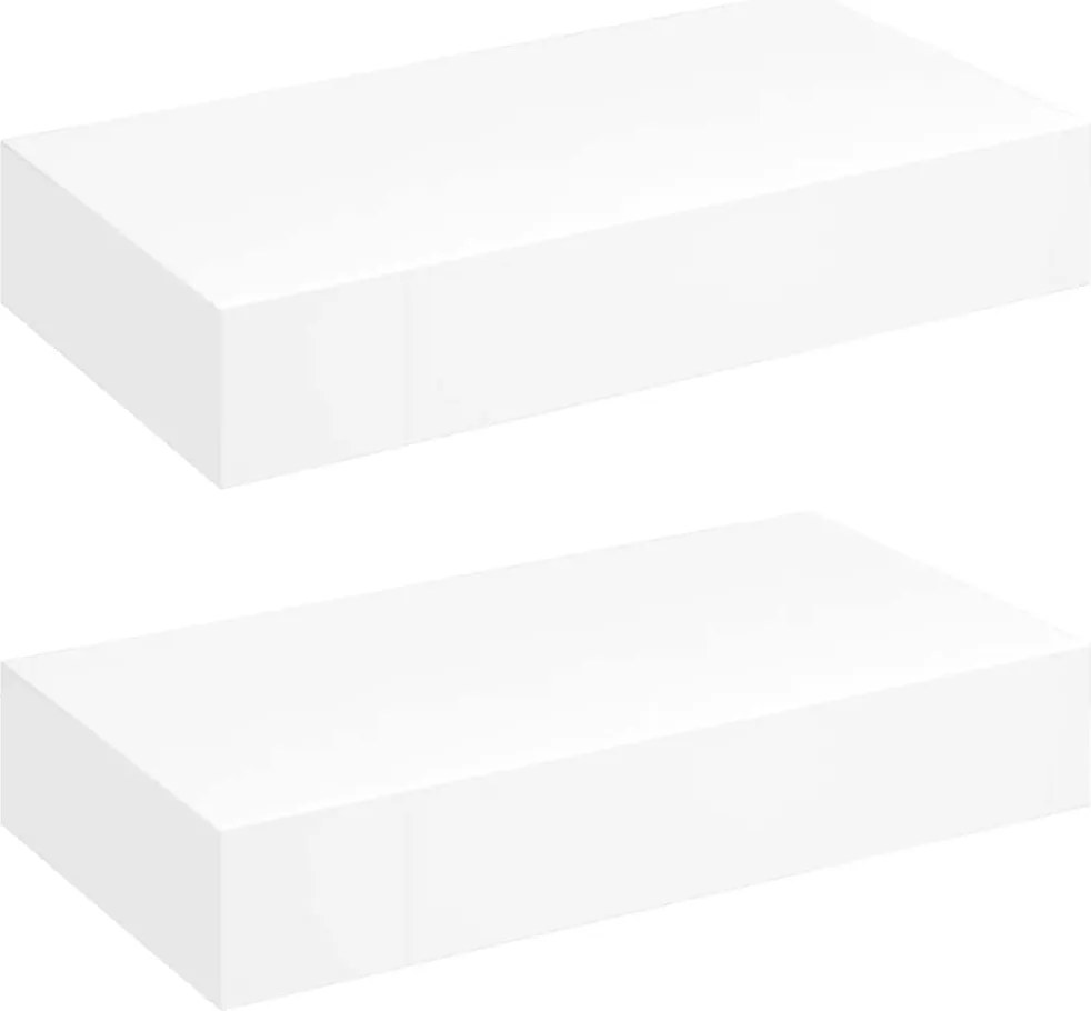 vidaXL 2 db fehér lebegő fali polc fiókkal 48 cm