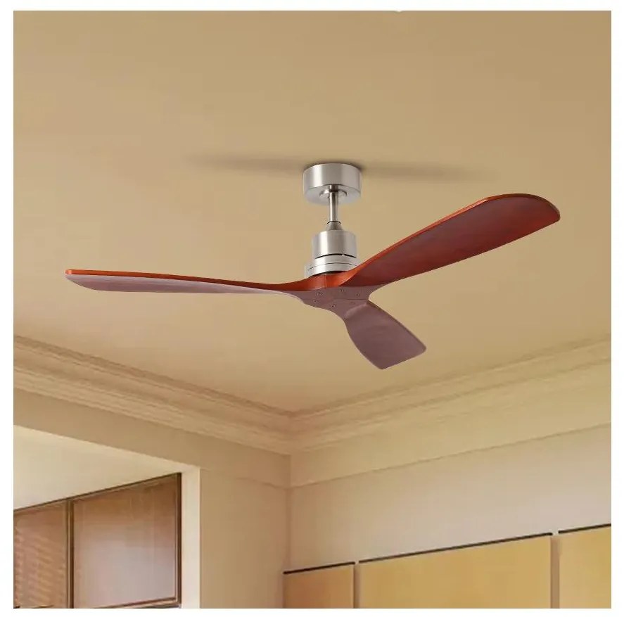 ZEVENTI ZEVENTI - Mennyezeti ventilátor LIONI Wi-Fi Tuya króm/tölgy + távirányító ZV0046