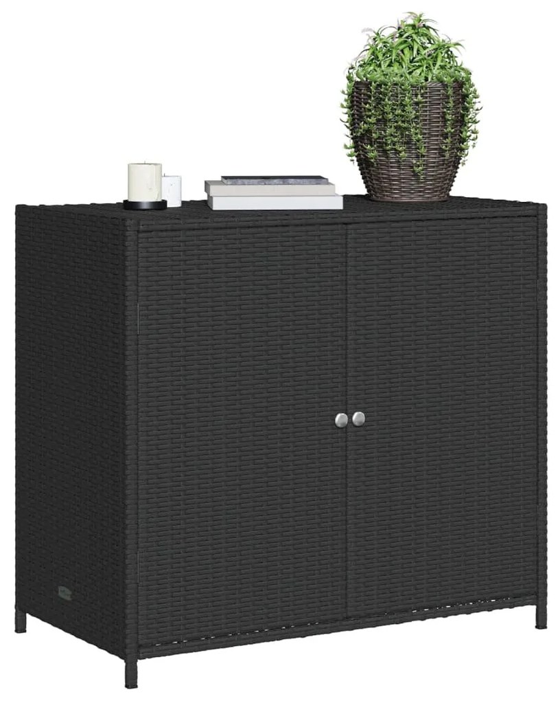 fekete polyrattan kerti tárolószekrény 83 x 45 x 76 cm