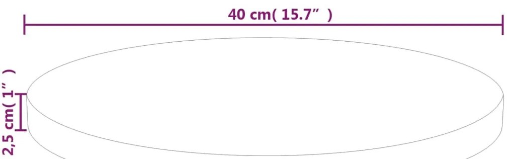 kerek kezeletlen tömör tölgyfa asztallap Ø40 x 2,5 cm