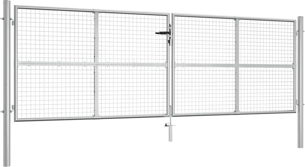 vidaXL ezüst színű horganyzott acél kerti kapu 400 x 125 cm