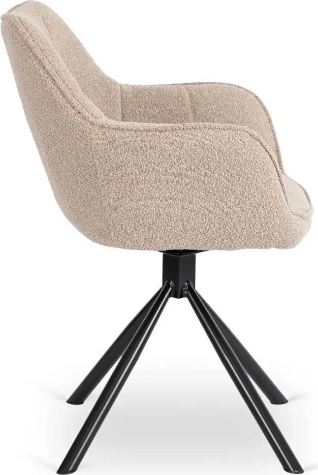 Forgó szék bézs színben, bouclé kárpittal, PEONY