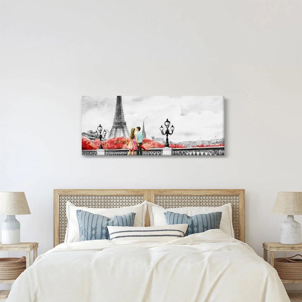 Kép - szerelmesek Párizsban (120x50 cm)