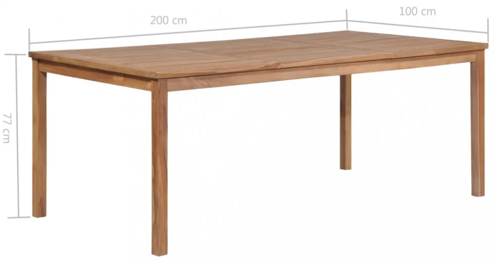 tömör tíkfa kerti asztal 200 x 100 x 77 cm