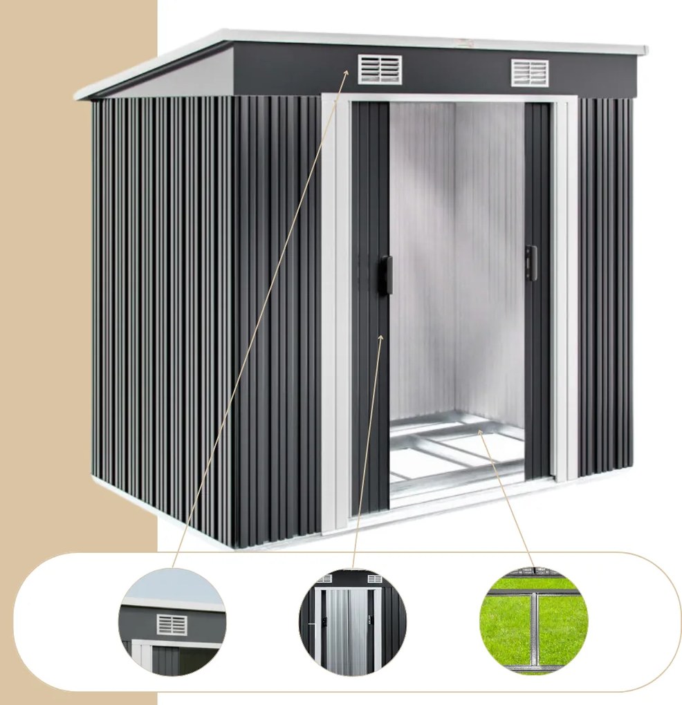 Kerti szerszámosház L, antracit Jurhan