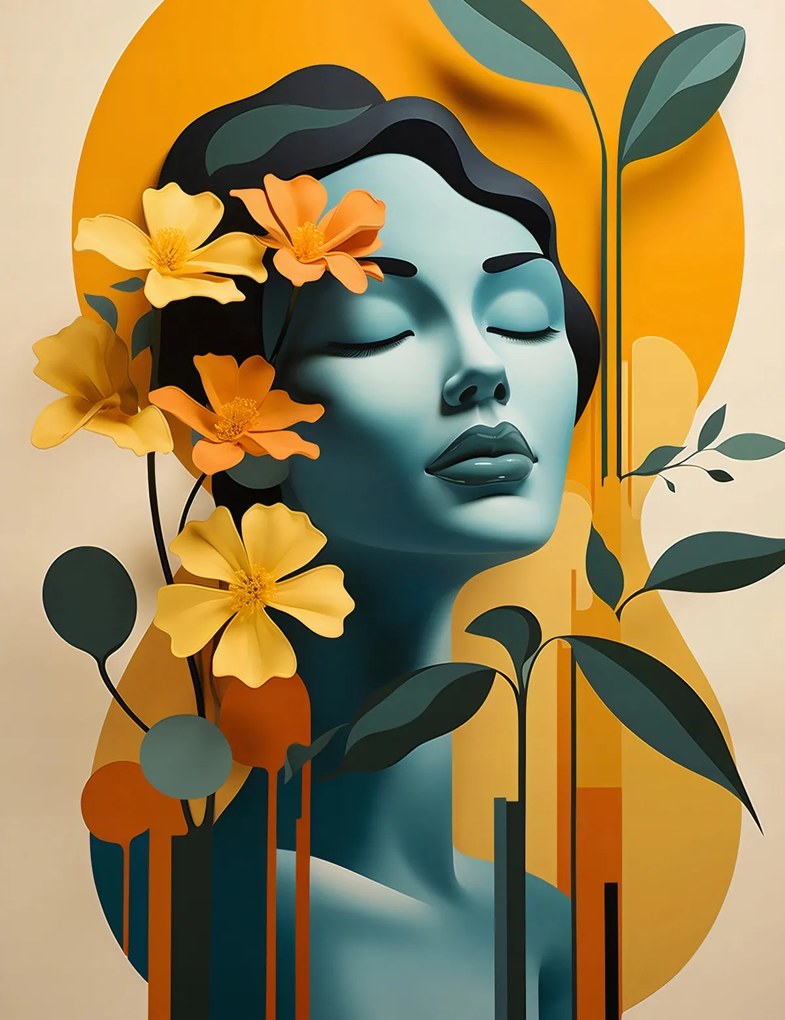 Poszter 50x65cm Virágos meditáció