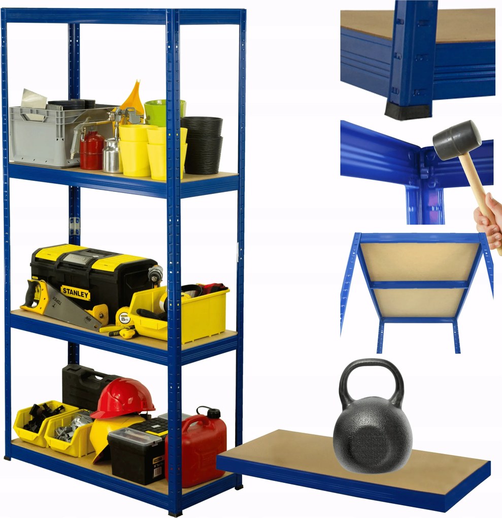 Fém tároló állvány garázs állvány Helios 180x75x35cm 4Px175kg