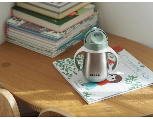 Beaba - Hőszigetelt pohár szívószállal 250 ml zöld