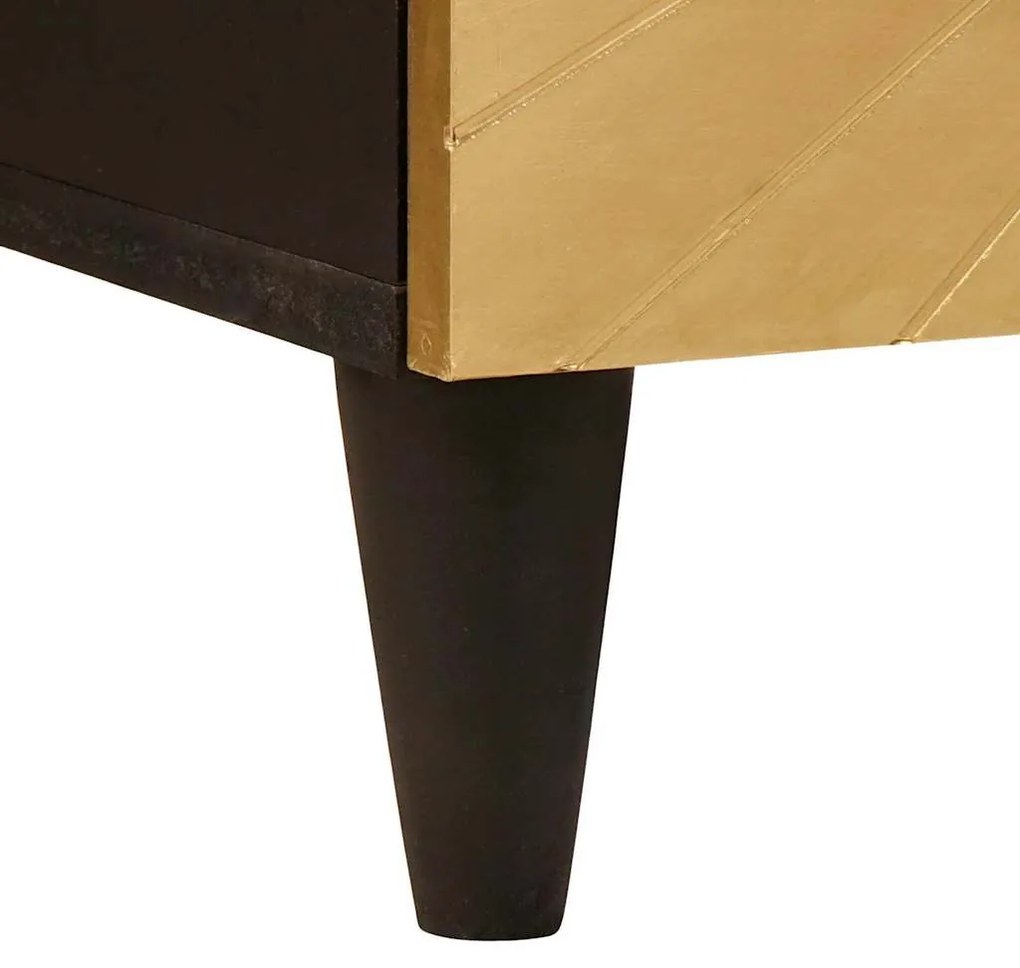 Éjjeli asztal Fekete és Arany 50 x 33 x 60 cm tömör mangófa