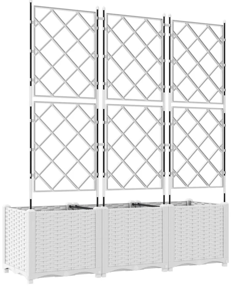 Kerti Virágcserép Rácsos 3 db Fehér 120x40x143 cm