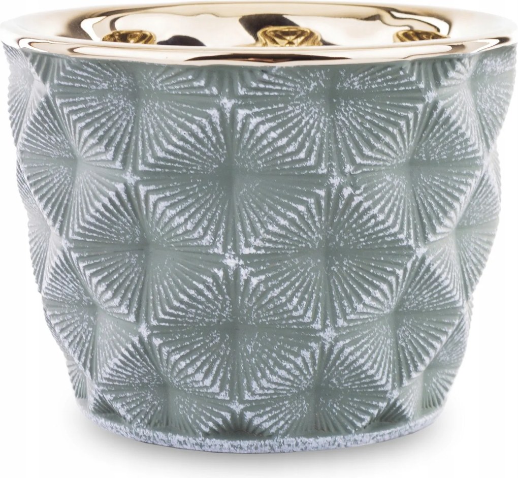 Kerámia kaspó fedél, arany, zöld