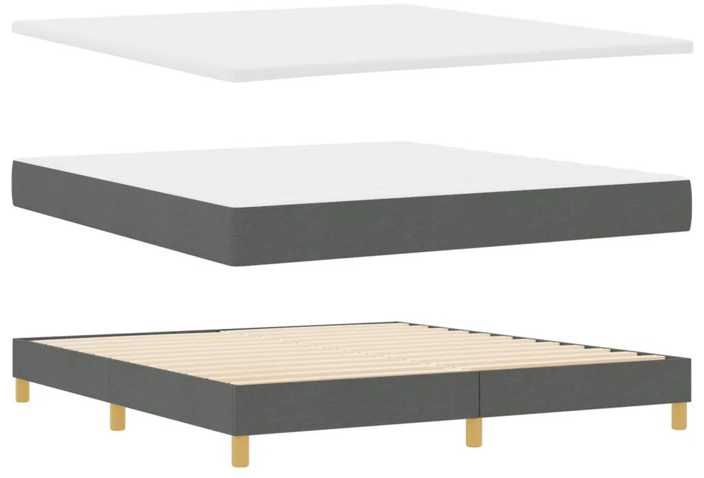 Boxspring ágy matraccal & LED sötétszürke 180x200 cm szövet