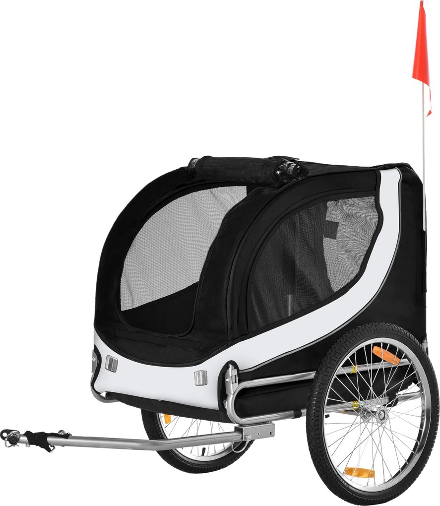 PawHut Kutyakocsi Kerékpárhoz - Háziállat Szállító - Fehér+Fekete 130 x 73 x 90 cm | Aosom