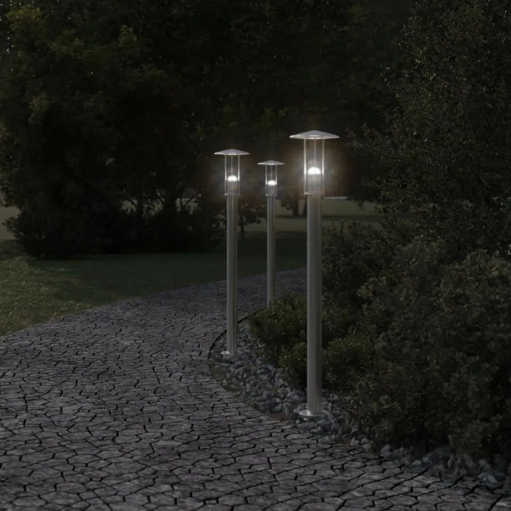 ezüstszínű rozsdamentes acél kültéri állólámpa 100 cm