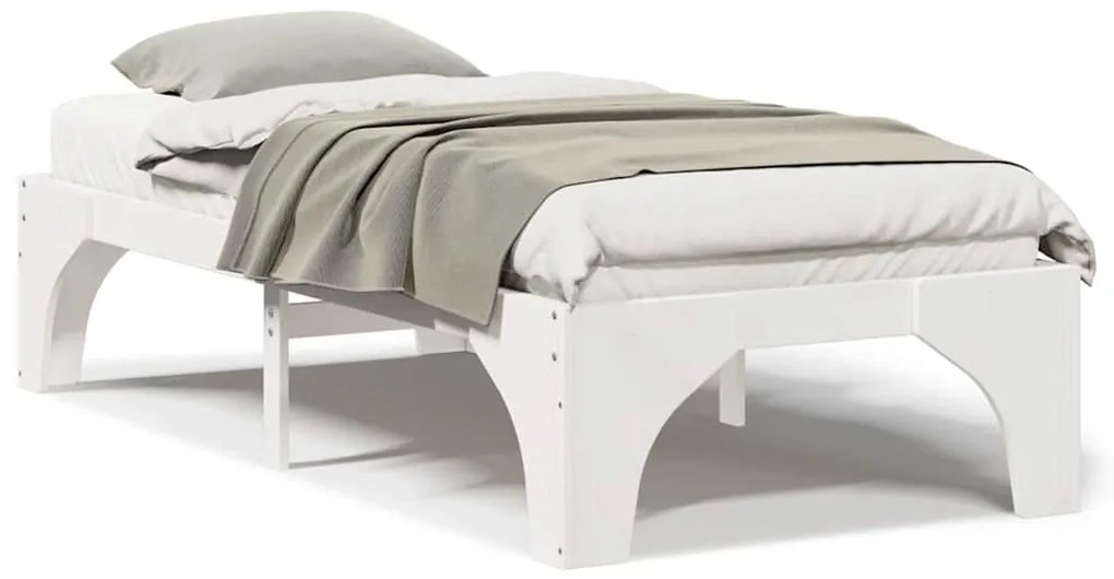 Földi ágykeret tárolóval Fehér 75 x 190 cm Tömör fenyőfa