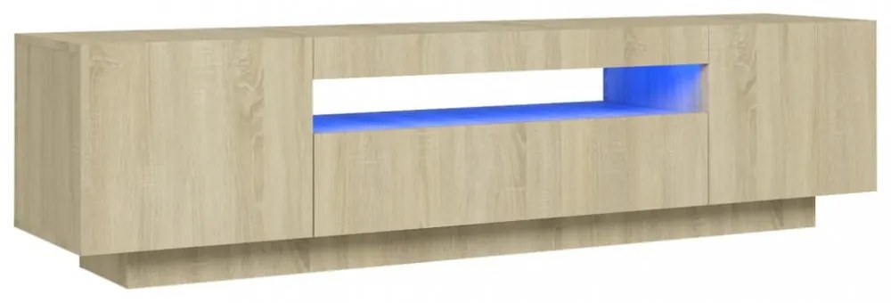 sonoma tölgy színű TV-szekrény LED-lámpákkal 160 x 35 x 40 cm