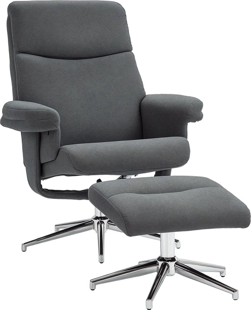 HOMCOM Relaxációs Fotel Ottoman-nal, Kárpitozott TV Fotel Dönthető Funkcióval, Bársonyos Megjelenés, Maximum 150 kg teherbírás, Nappaliba, Hálószobába