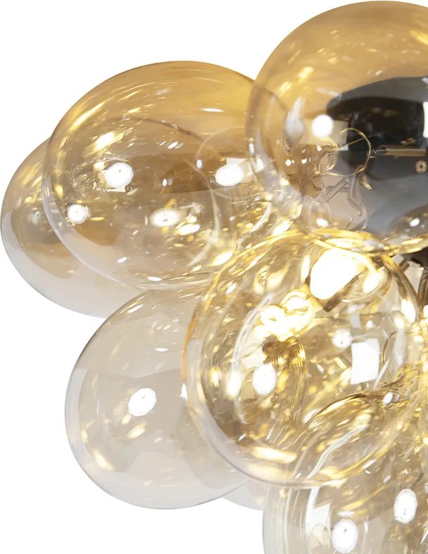 Okos mennyezeti lámpa fekete borostyánszínű üveggel, 6 izzós, Zigbee G9-es - Uvas