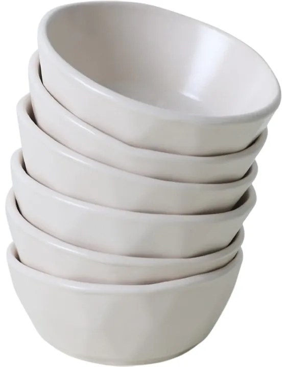 Facetta kőagyag tálkészlet 6 db, 12 cm, krém színű