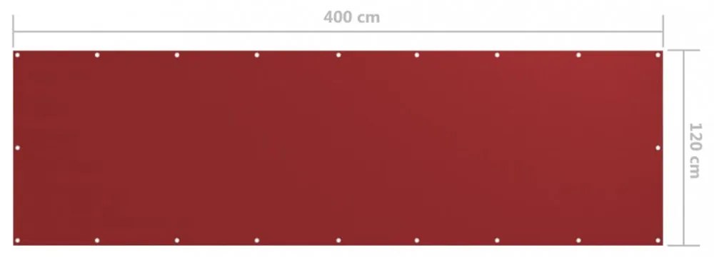piros oxford-szövet erkélyparaván 120 x 400 cm