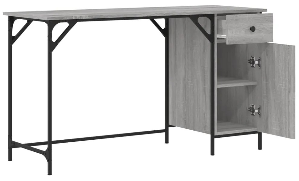 szürke sonoma szerelt fa számítógépasztal 131 x 48 x 75 cm