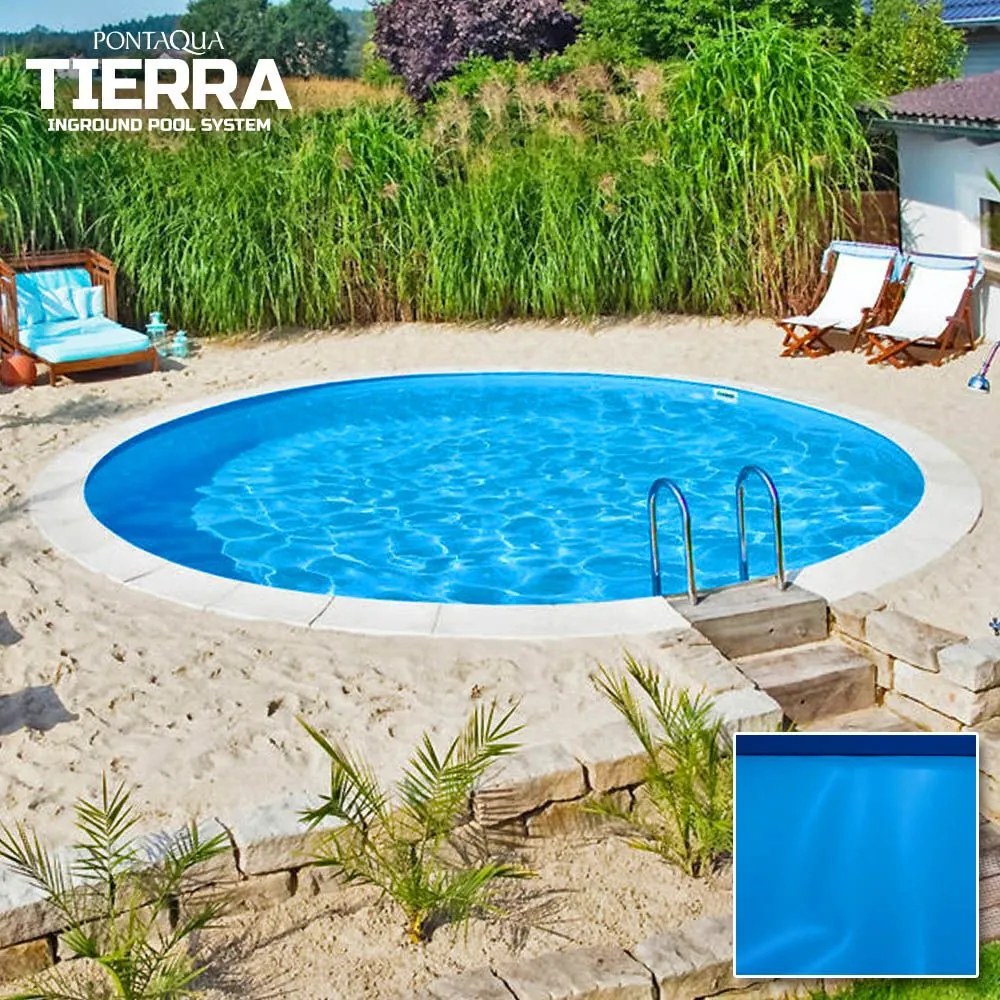 TIERRA BLUE POOL süllyesztett kör medence 4,0 x 1,5 m , kék fóliával