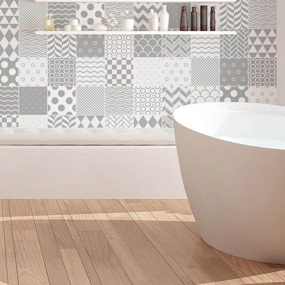 Cardiff 60 részes dekorációs falmatrica szett, 15 x 15 cm - Ambiance