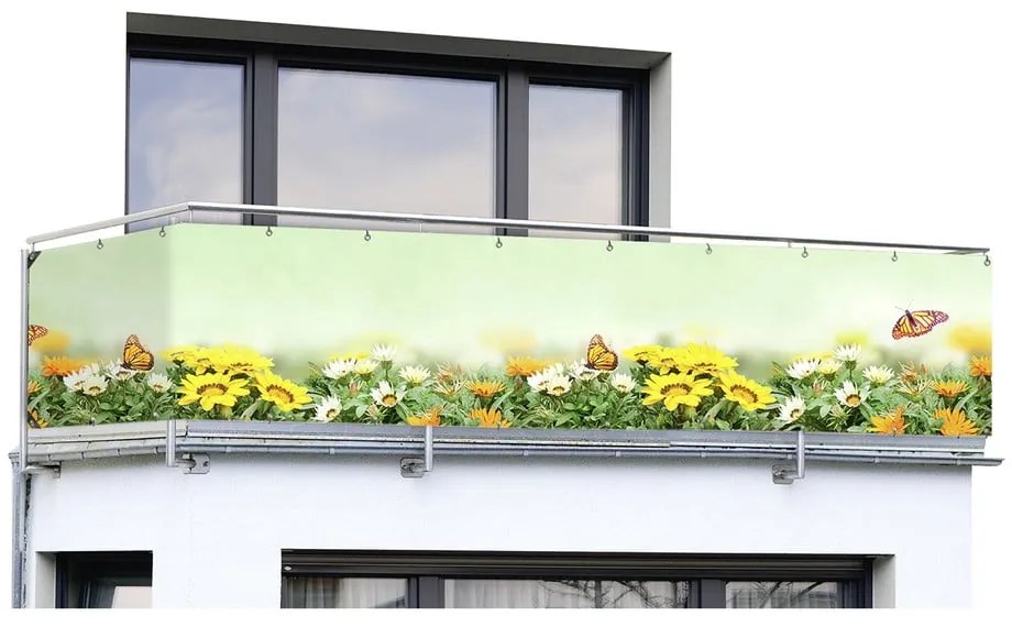 Sárga-zöld műanyag erkély belátásgátló 500x85 cm Butterfly – Maximex