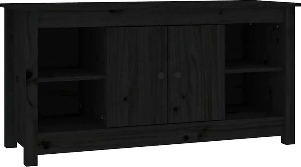 vidaXL fekete tömör fenyőfa TV-szekrény 103 x 36,5 x 52 cm