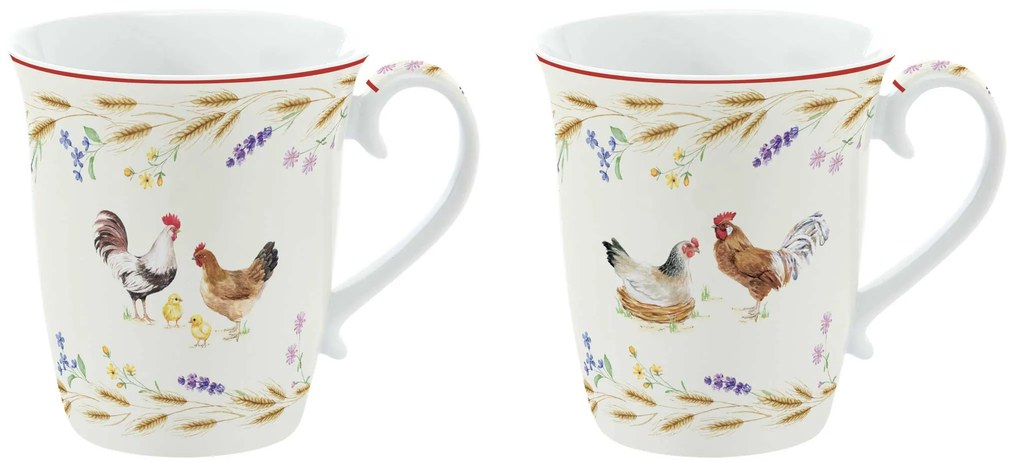 Porcelán kakasos bögre 2 db szett 275 ml Country Life