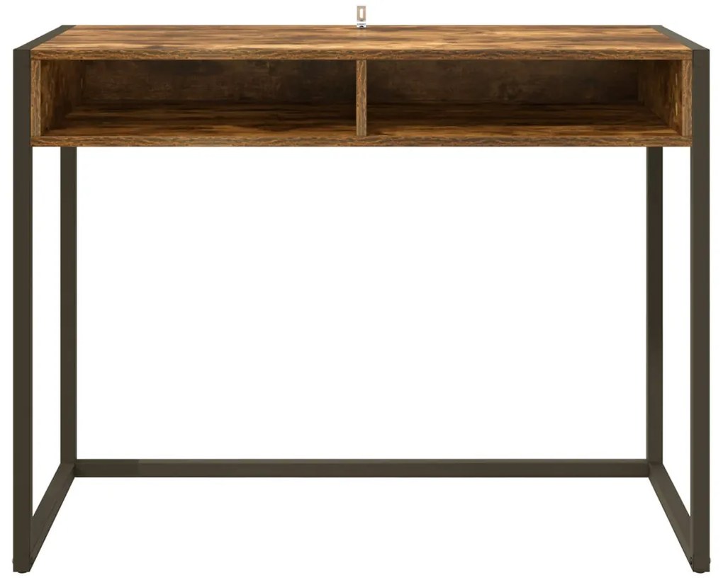 vidaXL Asztal tárolóval Füstös tölgy 100 x 50 x 75 cm Faanyag