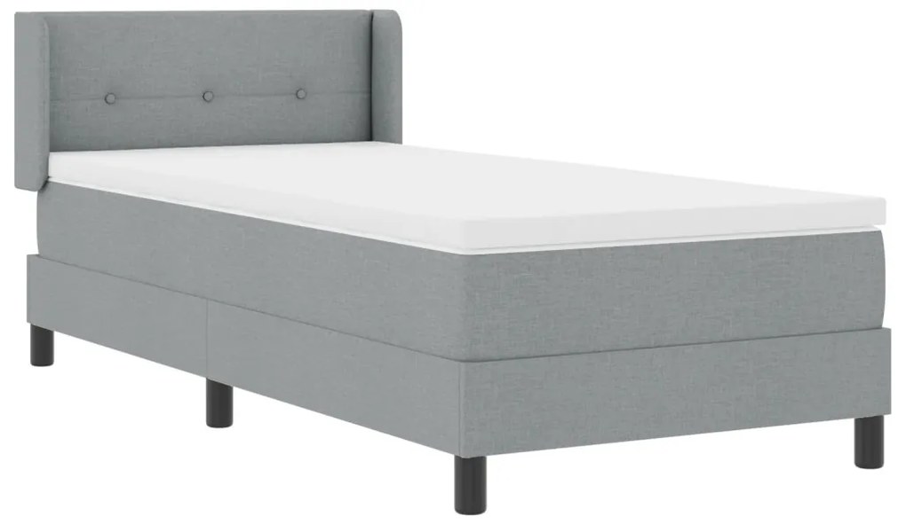 Boxspring ágy matraccal - világosszürke, 80 x 200 cm, szövet.