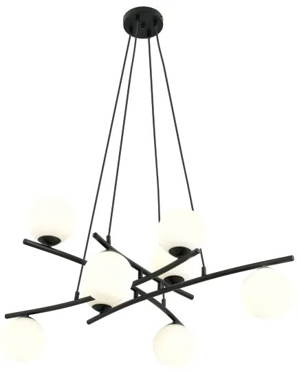 Csillár zsinóron ESSA 8xE14/10W/230V fekete/fehér