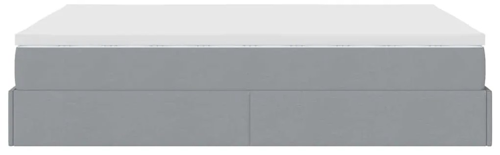 Ottomán ágykeret matraccal világosszürke 140x190 cm szövet