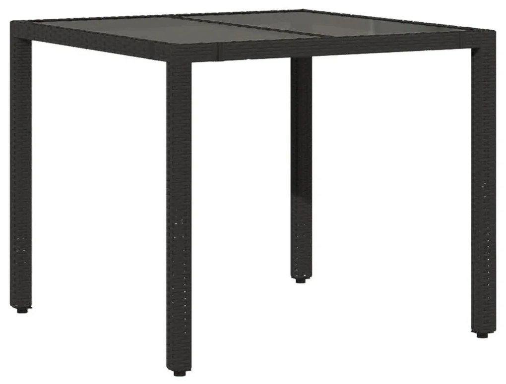 3 részes fekete polyrattan bisztrógarnitúra párnával