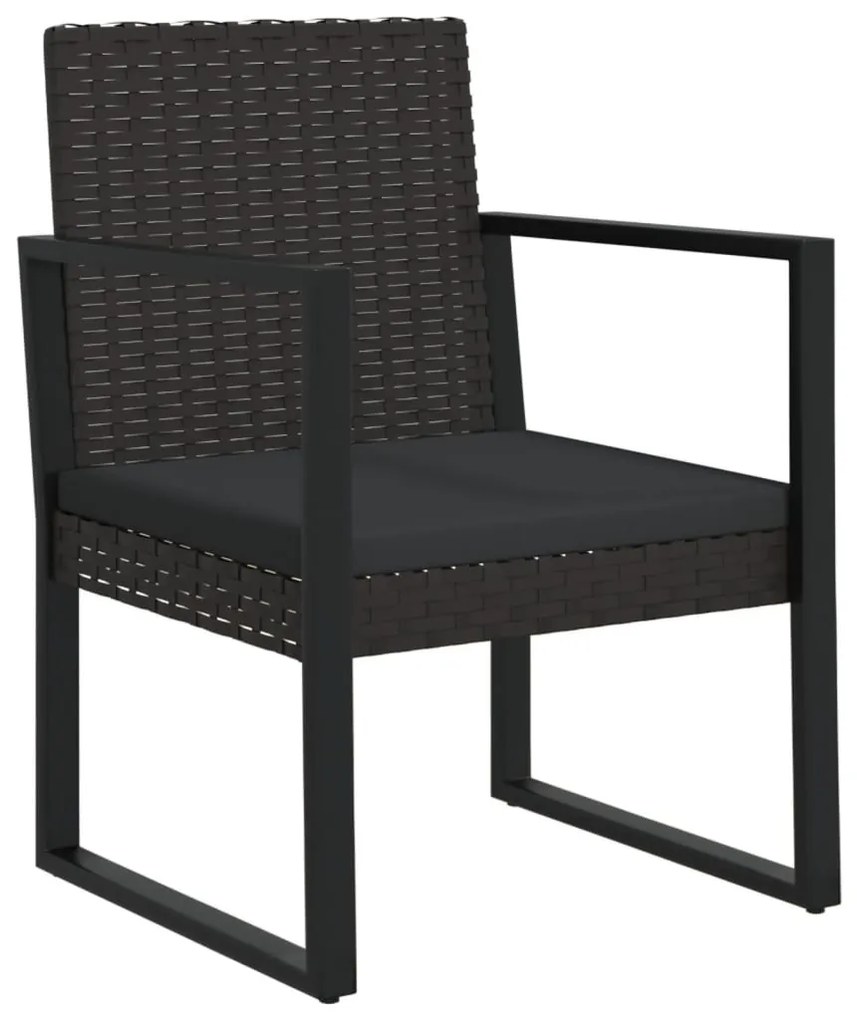 4 részes fekete polyrattan kerti ülőgarnitúra párnákkal
