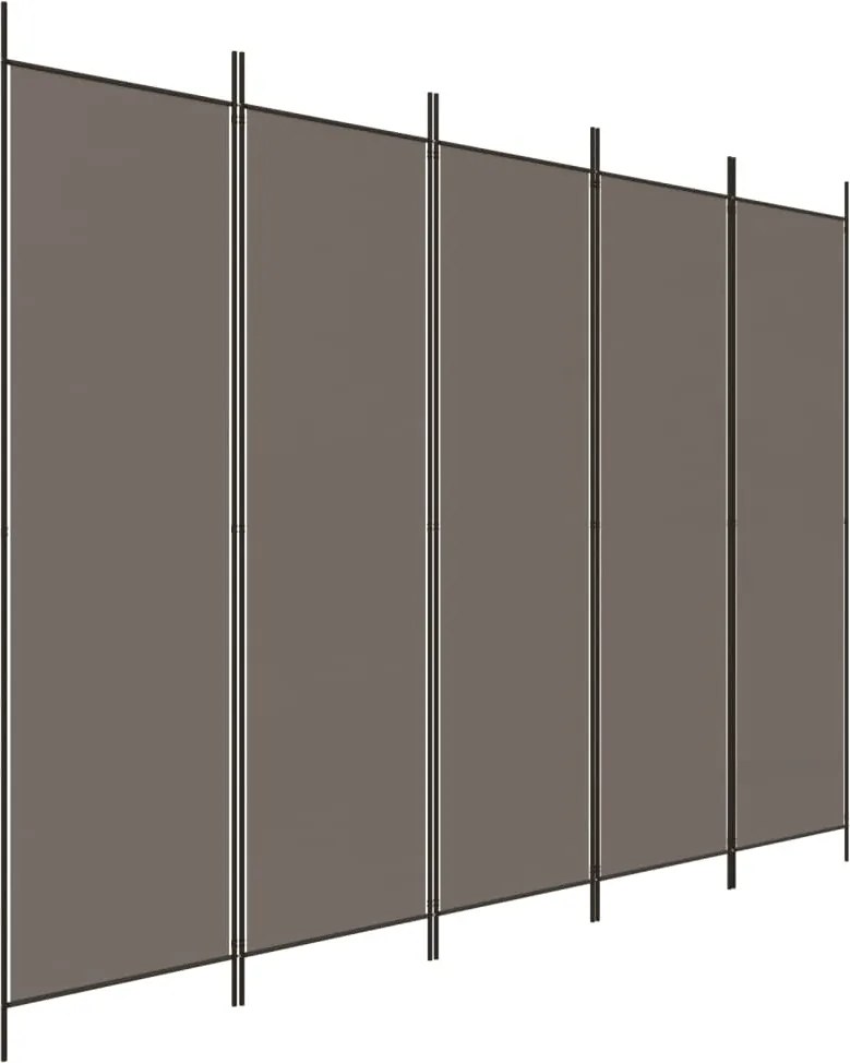 vidaXL 5 paneles antracitszürke szövet térelválasztó 250 x 220 cm