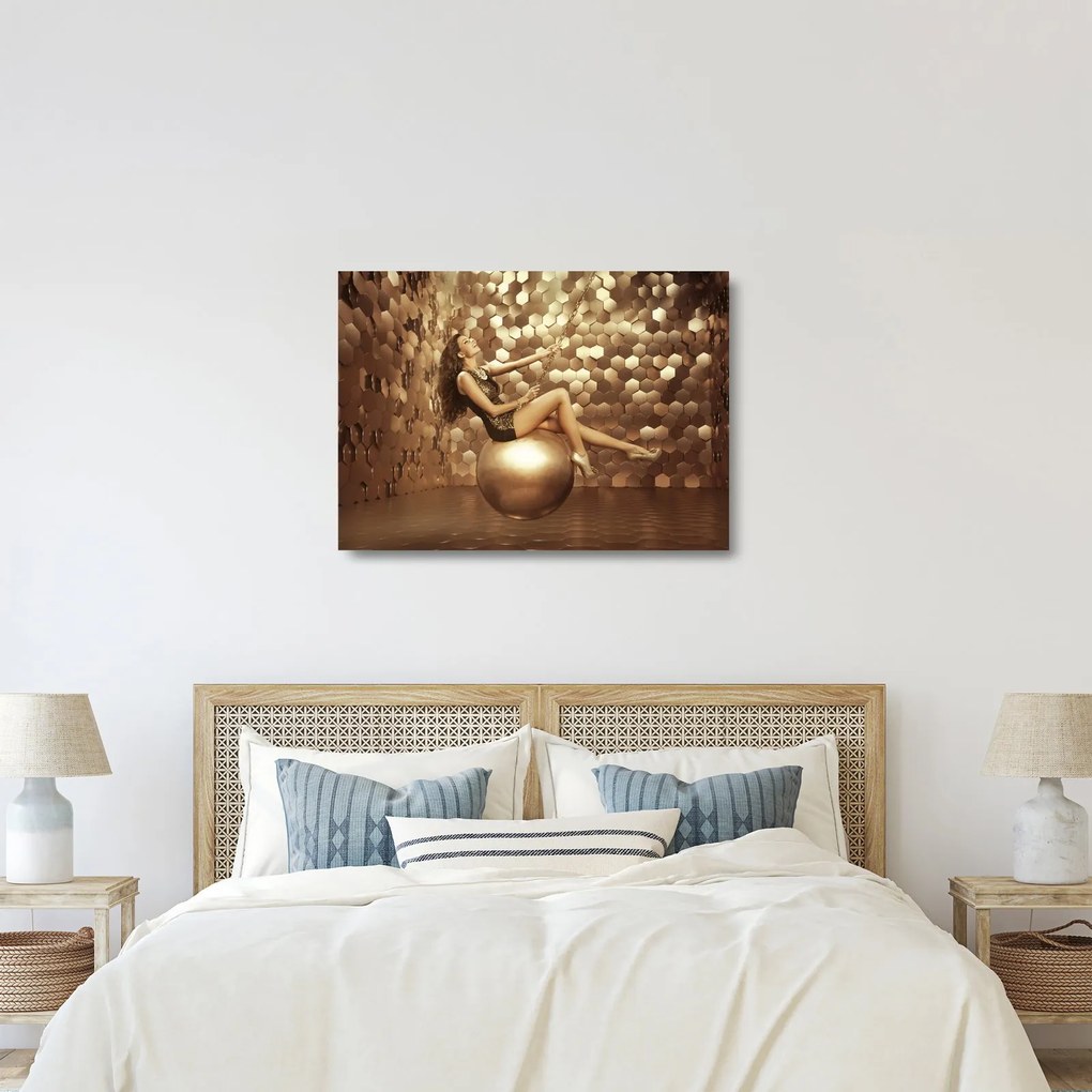 Egy nő képe egy arany szobában (üvegen) (70x50 cm)