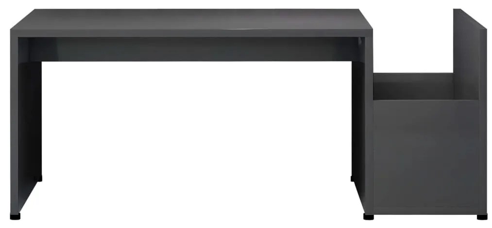 Magasfényű szürke szerelt fa dohányzóasztal 90 x 45 x 35 cm