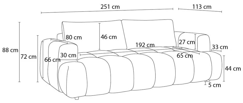 Bézs kinyitható-tárolóhelyes kanapé 251 cm Fuji – Bobochic Paris