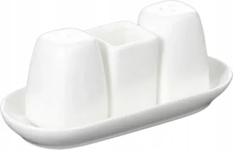 Só- és borsszóró szett Wilmax állványon, fehér porcelán
